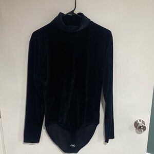 Vintage Black Velvet Turtleneck Bodysuit
